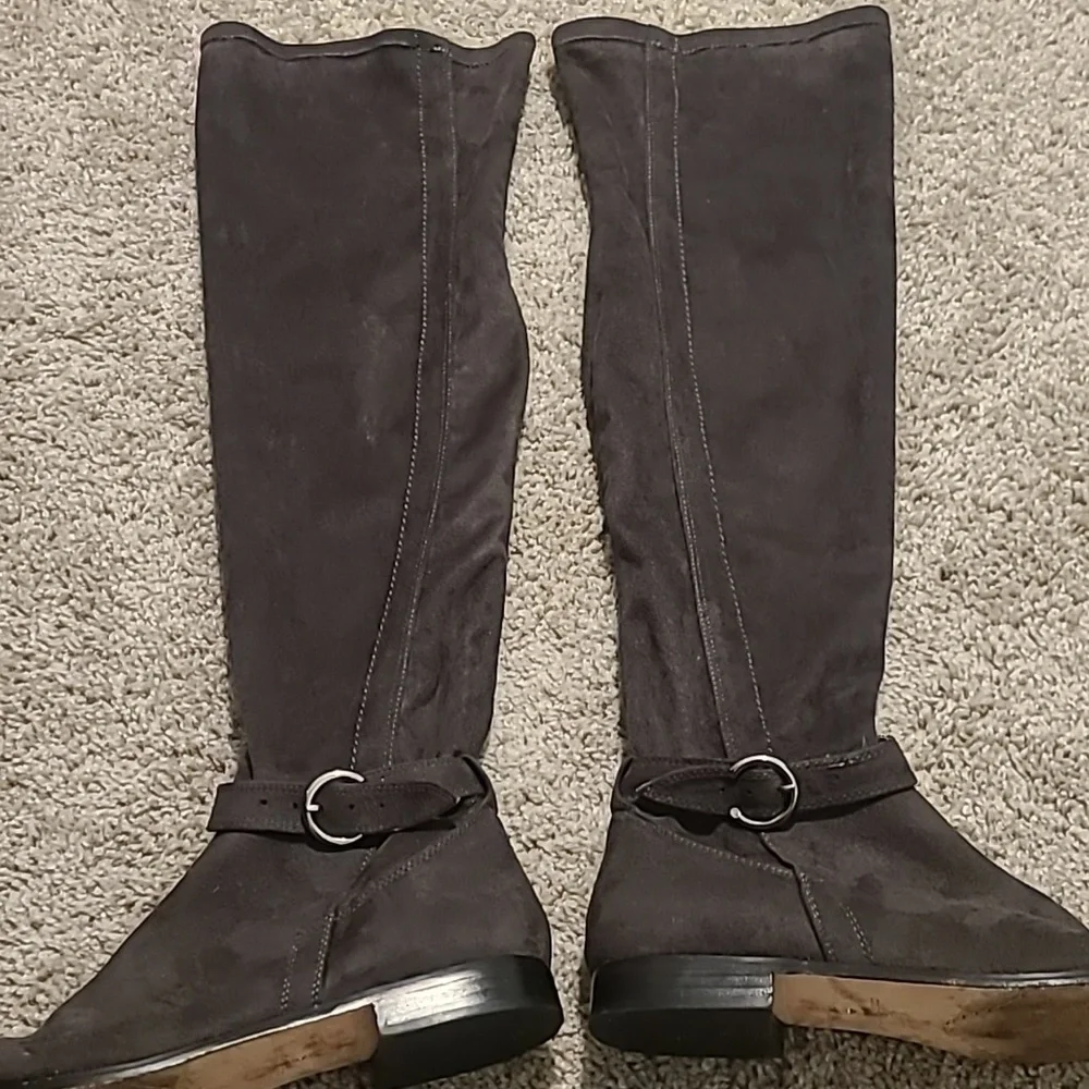 EUC Corso Como Lennox Gray Suede Stretchy Over Knee Boots Women's Sz 9.5M